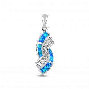 Opal & Zirkon Taşlı Gümüş Kolye Ucu, Zirkon Taşlı Kolye Uçları Rodyum Kaplama 925 ayar gümüştür.