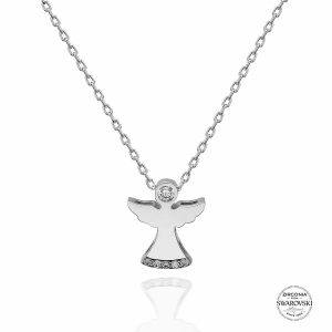 Swarovski Zirconia Taşlı Peri Gümüş Kolye, Kolye Rodyum Kaplama 925 Ayar Gümüştür.