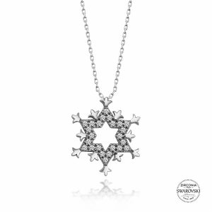 Swarovski Zirconia Taşlı Yıldız Gümüş Kolye, Kolye Rodyum Kaplama 925 Ayar Gümüştür.