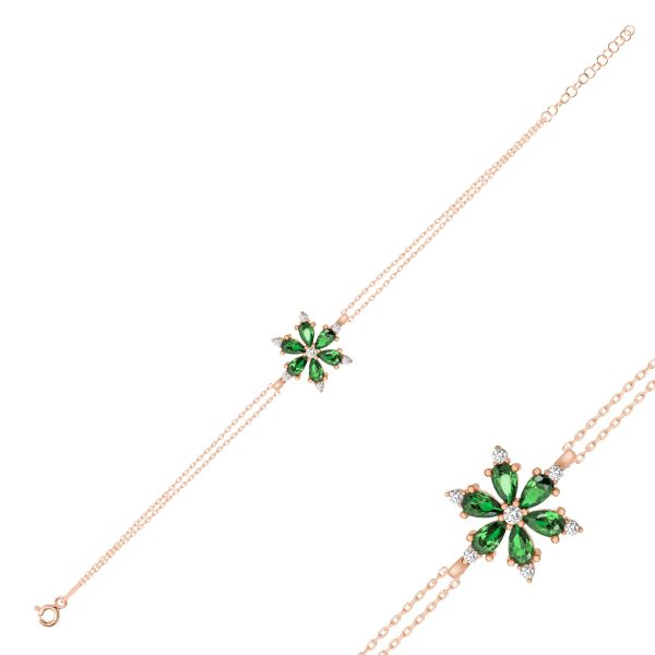 Lotus Çiçeği Zümrüt Zirkon Taşlı Bileklik - Görsel 3