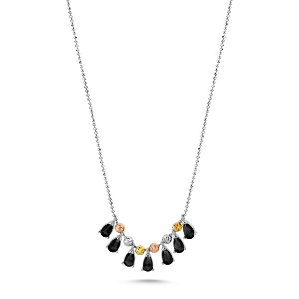 Tricolor Dorica Top & Renkli Zirkon Taşlı Kolye - Görsel 6