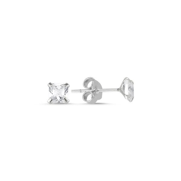 4mm Kare Zirkon Tektaş Küpe