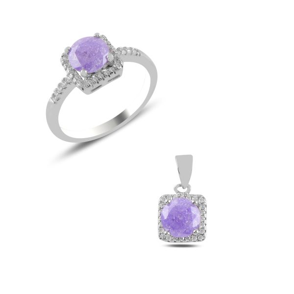 Buzlu Zirkon Taşlı Halo Set