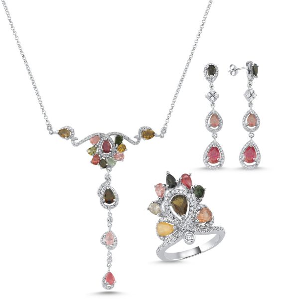 Doğal Turmalin Taşlı Set